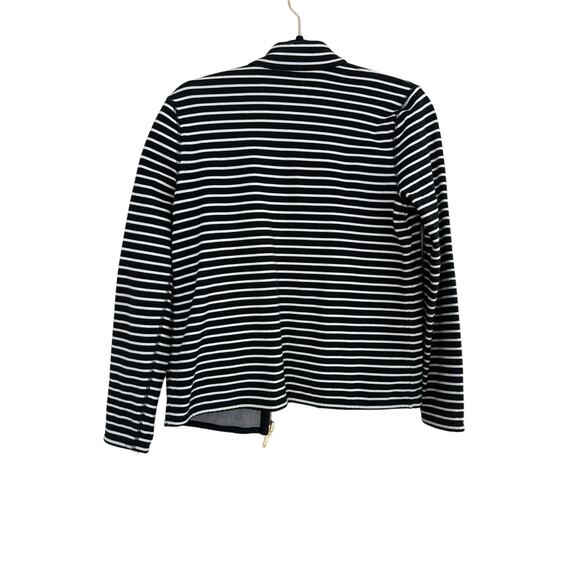 Lauren Ralph Lauren Moto Jacket Women’s Small  Striped Jersey Black and White - Picture 2 of 6